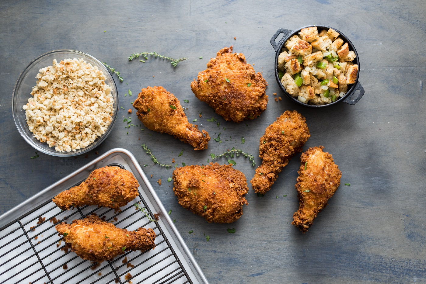 Holiday Stuffing Crusted Fried Chicken