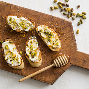 Honey Toast with Fresh Ricotta and Pistachios