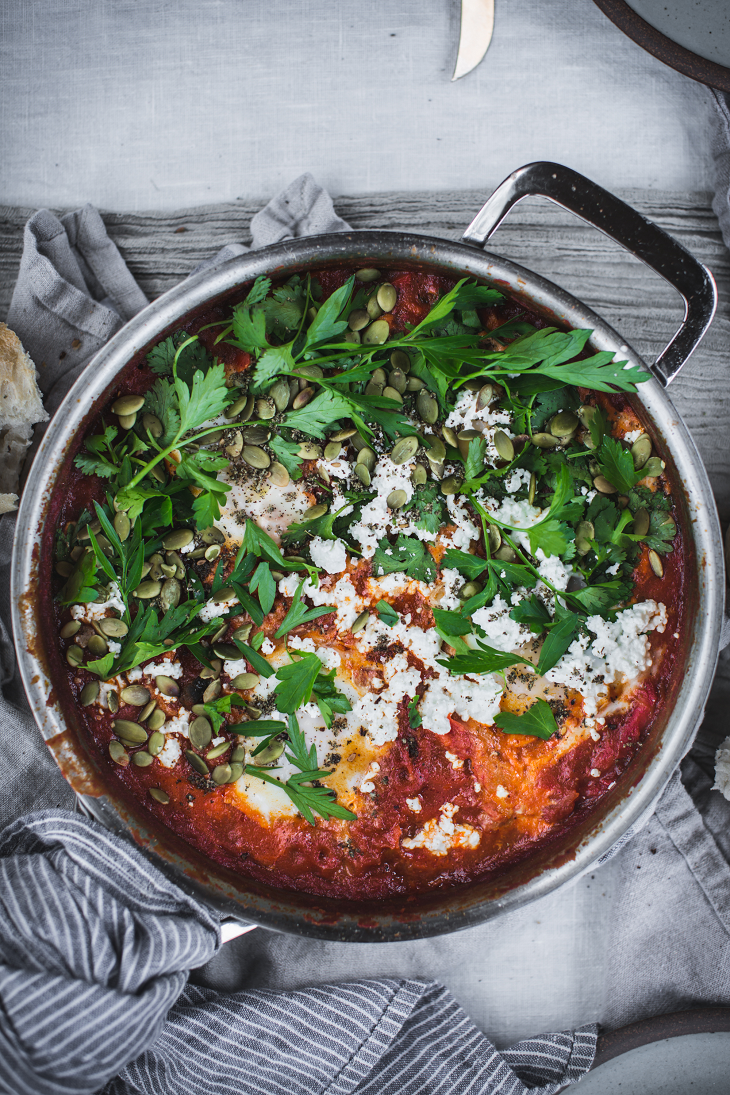 Shakshuka with Chevre & Fresh Herbs | La Brea Bakery