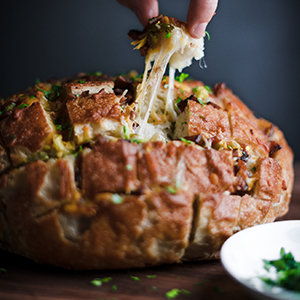 Cheesy bacon and jalapeño pull-apart bread