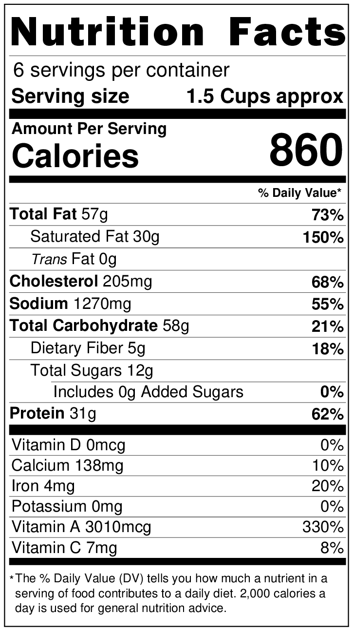 Holiday Pot Pie Recipe Nutritional Information