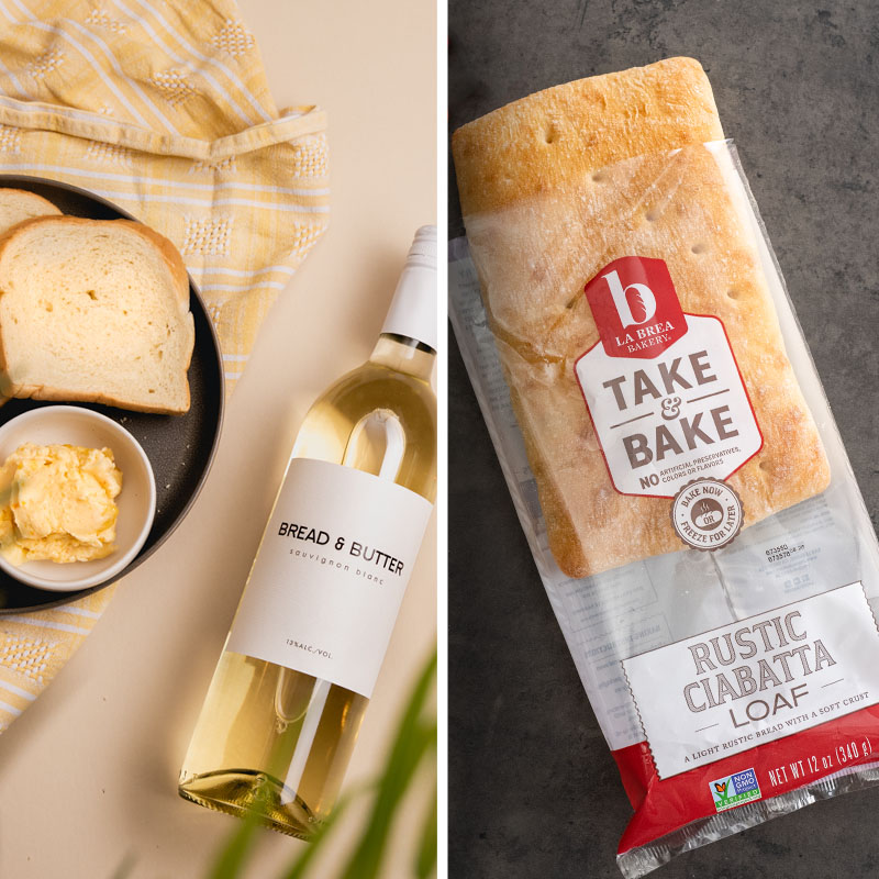 bread, wine, and pineapple butter