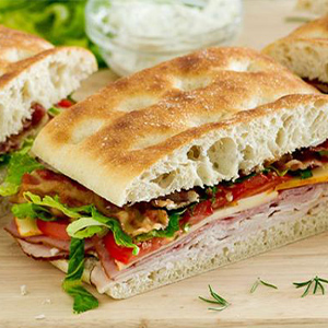 Turkey, ham and bacon sandwich