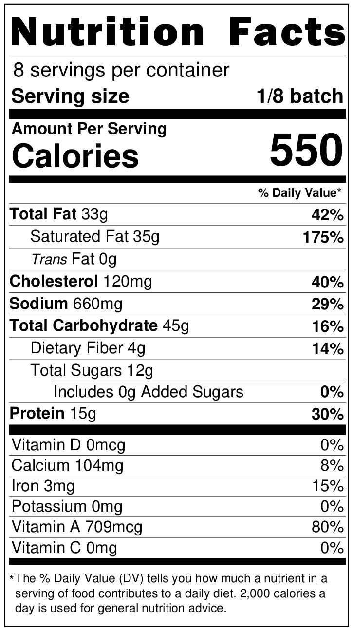 Semolina cheese stuffing balls recipe nutritional information