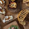 Overhead of grilled baguette platter