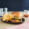 Plated Grilled Double Smash Burger with Buttermilk Ranch