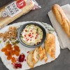 Valentine's Day food spread with loaves of artisan bread