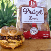 Double Patty Burgers with Bacon Onion Jam & Gochujang Mayo on Pretzel Buns