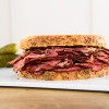 Roast beef sandwich on sliced New York Rye artisan bread