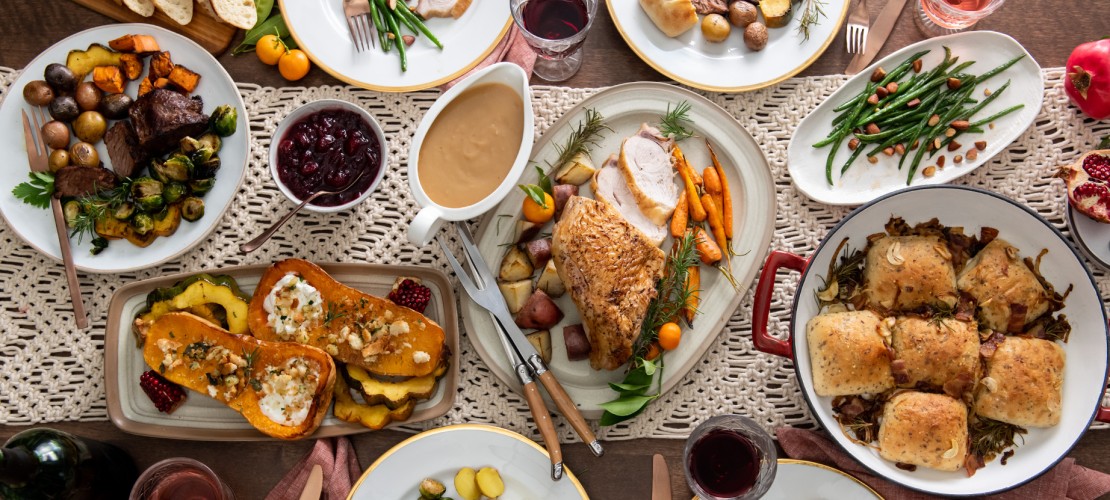 Large Holiday Table Full Of Food