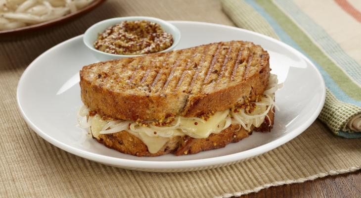 Classic Grilled Cheese with Marinated Onions and Whole-Grain Mustard