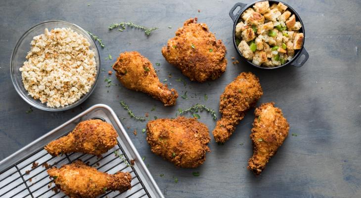 Holiday Stuffing Crusted Fried Chicken