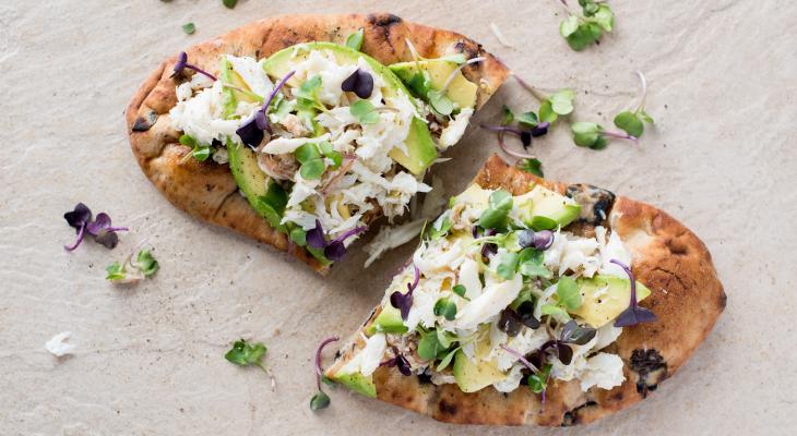 Citrus Crab Salad and Avocado Flatbread