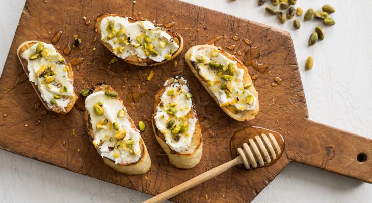 Honey Toast Recipe with Fresh Ricotta and Pistachios