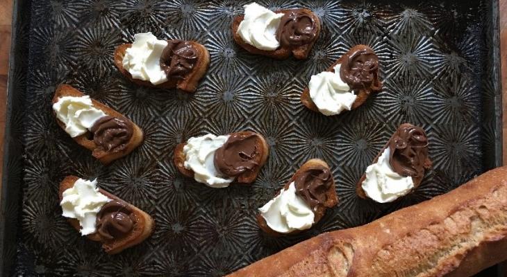 Black and White Crostini Recipe on Whole Wheat Baguette