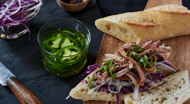 Papaya Slaw and Pork Sandwich