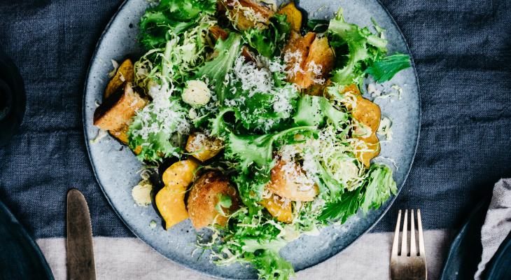 Fall Panzanella with Roasted Squash and Creamy Lemon Pepper Dressing