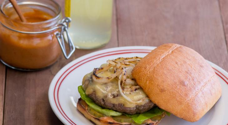 Double Cheddar Burger with Spiked Ketchup