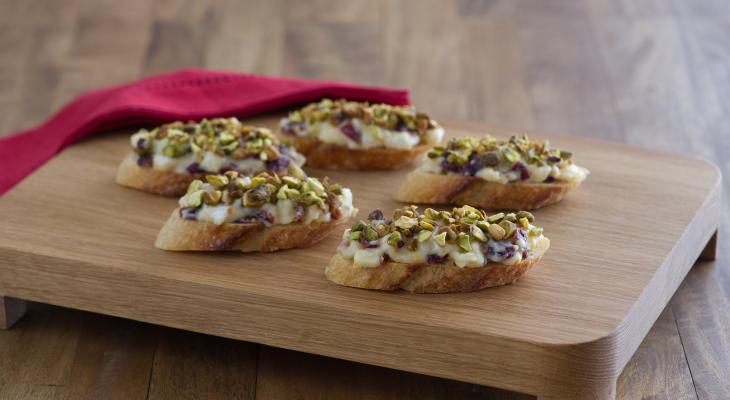 Roasted Balsamic Cranberry And Brie Crostini La Brea Bakery It uses pistachio, cranberry, brie, baguette. roasted balsamic cranberry and brie crostini