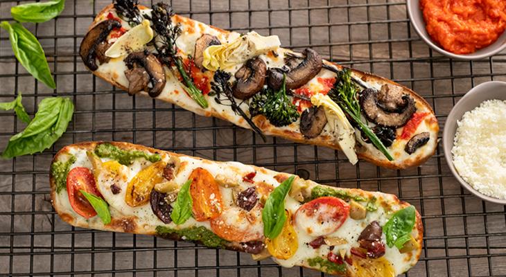 Veggie Pizzas with various toppings
