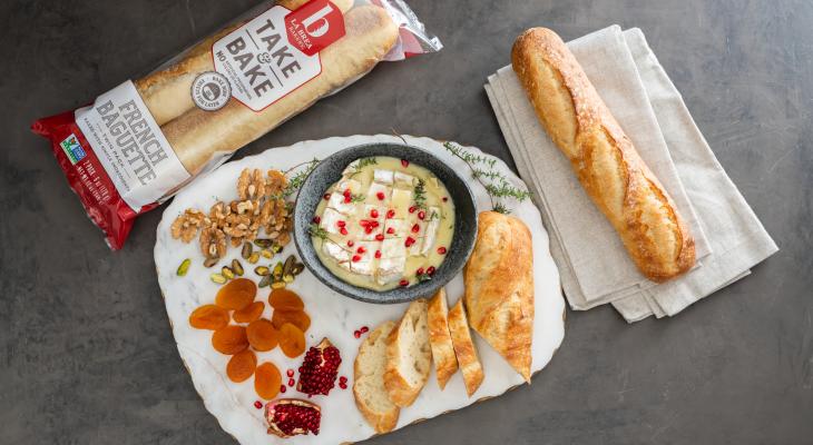 Grilled Baguette with Baked Brie and Take & Bake Baguettes