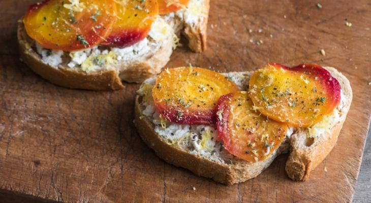 Roasted Beets and Chevre Cheese Toast