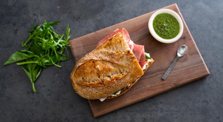 Prosciutto and Ricotta with Kale Pesto
