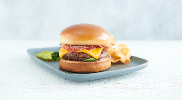 Plant Based Cheeseburger with Slow Roasted Tomato and Garlic Aioli