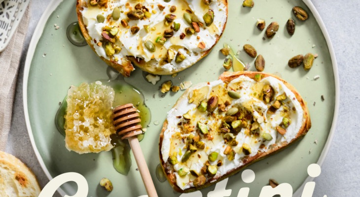 Honey Nut Crostini with Goat Cheese 