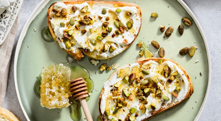 Honey Nut Crostini with Goat Cheese 