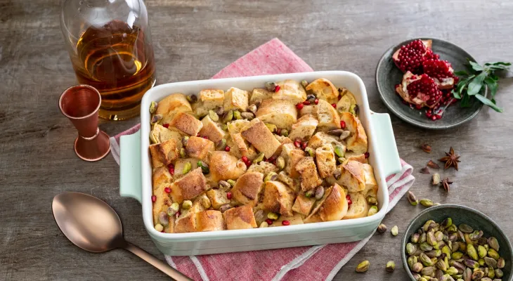 Eggnog Spiced Bread Pudding with Take & Bake Baguette Twin Pack