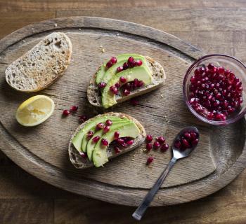 Avocado Pomegranate Salsa on Sprouted Wheat Loaf