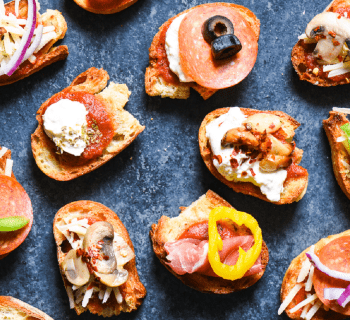 Pizza Crostinis on a plate