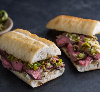 Grilled Hanger Steak Sandwich Recipe with Shishito Pepper Salsa