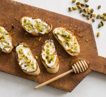 Honey Toast Recipe with Fresh Ricotta and Pistachios