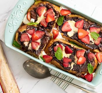 Nutella Strawberry French Toast Bake