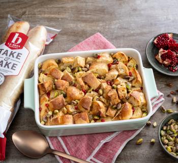 Eggnog Spiced Bread Pudding with Take & Bake Baguette Twin Pack