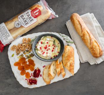 Grilled Baguette with Baked Brie and Take & Bake Baguettes