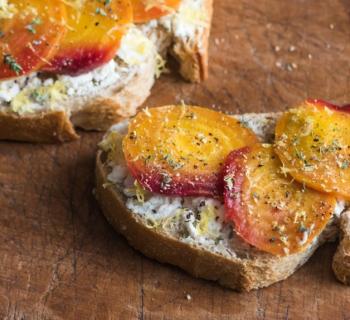 Roasted Beets and Chevre Cheese Toast
