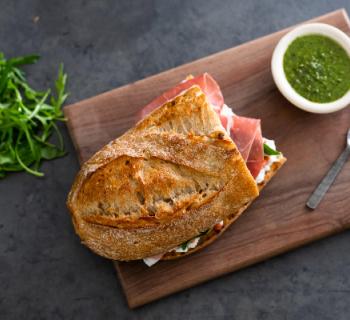 Prosciutto and Ricotta with Kale Pesto 