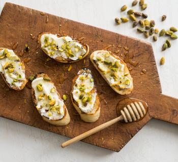 Honey Toast with Fresh Ricotta and Pistachios