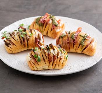 Bacon, Mushroom, Blue Cheese Hasselback Rolls Italian Sub Hasselback Rolls