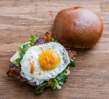 Breakfast Sandwich with Maple Bacon Glaze