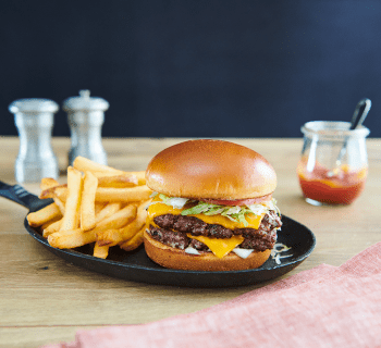 Plated Grilled Double Smash Burger with Buttermilk Ranch